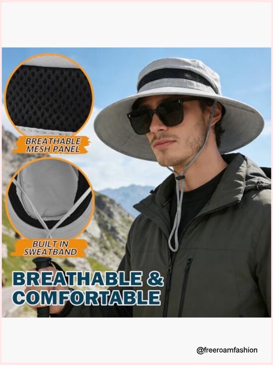 UPF 50+ Waterproof Wide Brim Bucket Hat for Outdoor Hiking Fishing main image 6